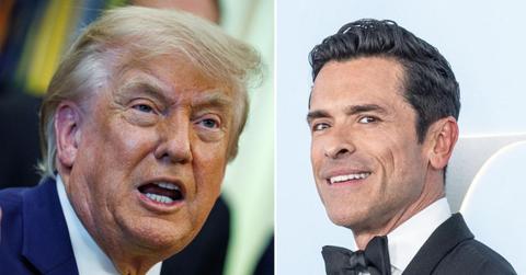 Split photo of Donald Trump and Mark Consuelos.