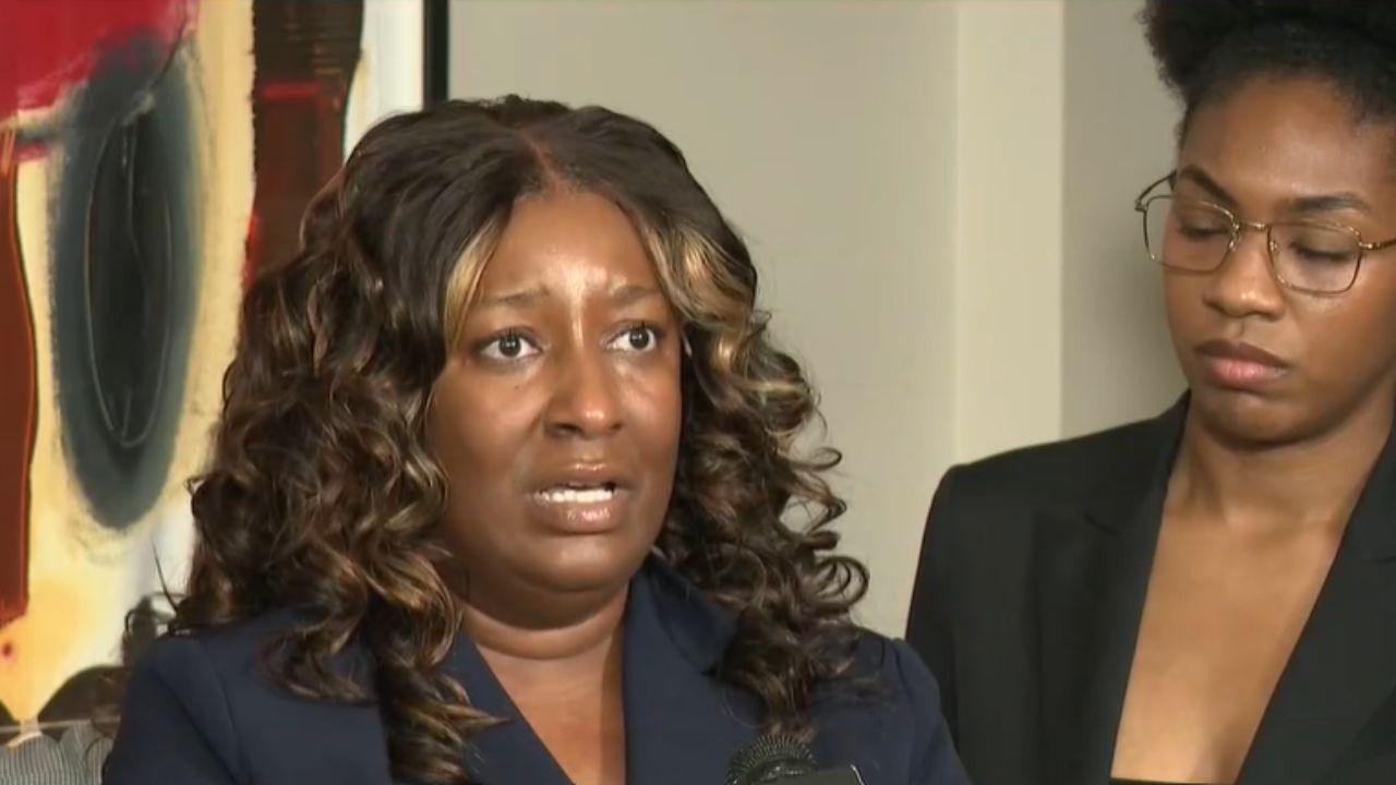Image of Cassandra Barksdale spoke about the impact of the alleged misdiagnosis during a news conference announcing her lawsuit.