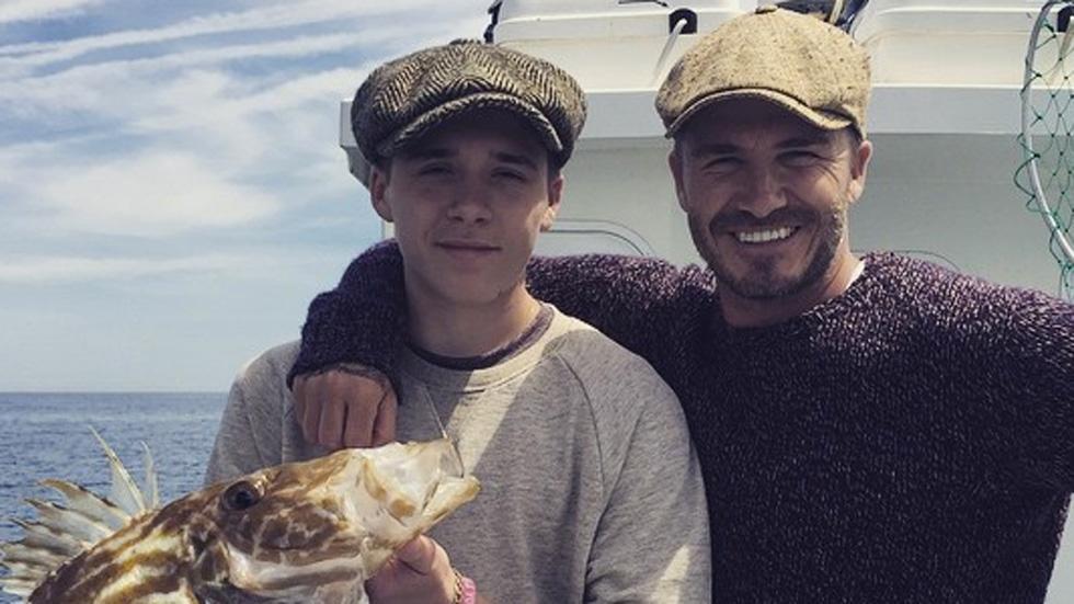 Brooklyn and David Beckham Wearing Newsboy Hats