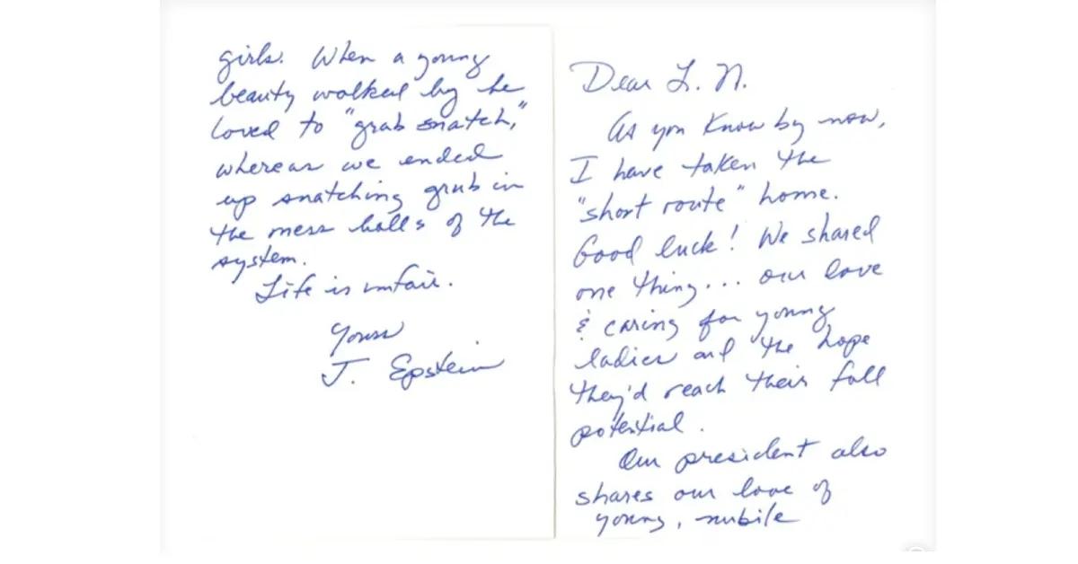 Photo of Epstein mentioned Trump's love of 'young, nimble girls' in an alleged 2019 letter.
