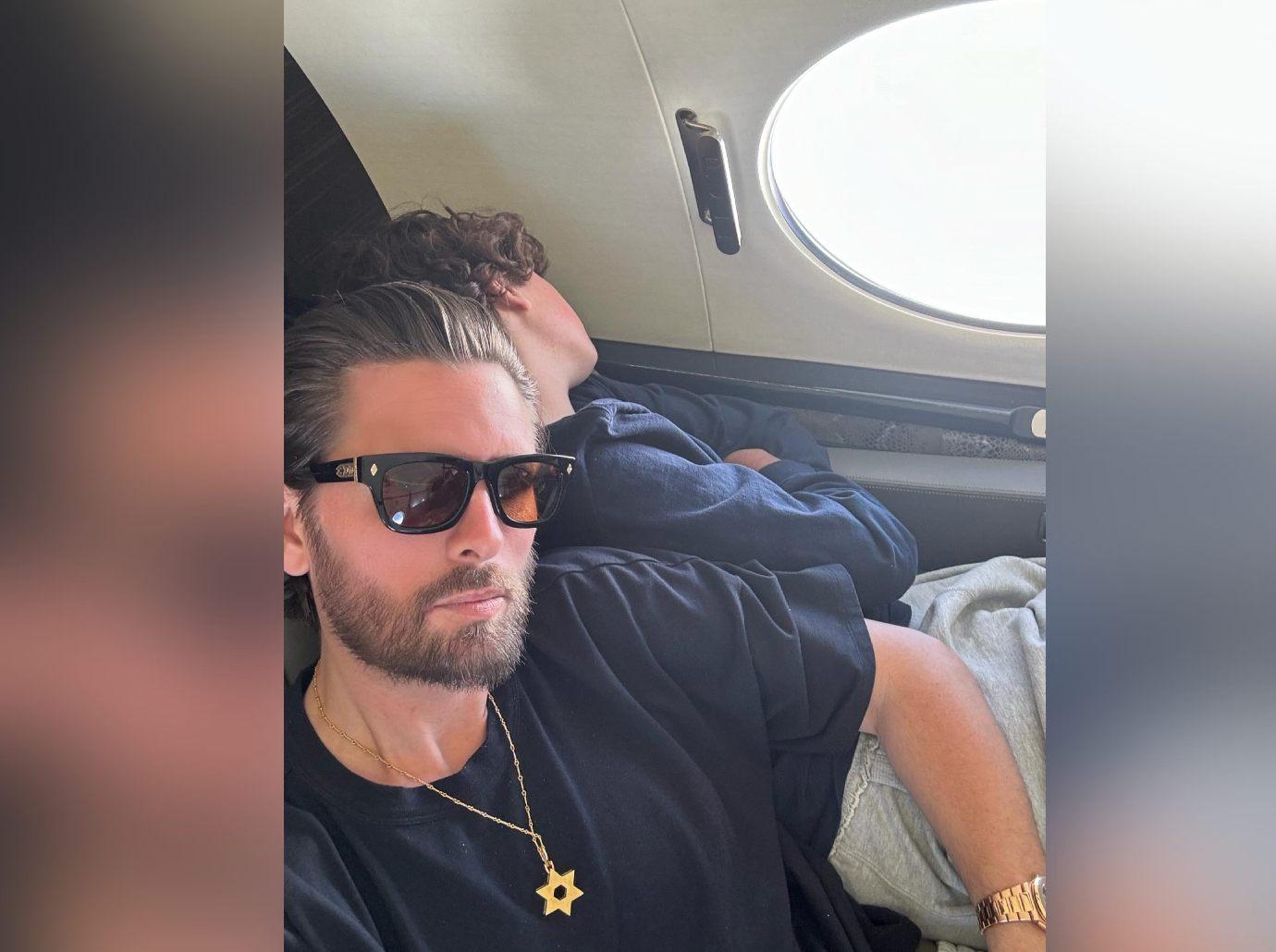 scott disick rare photo son mason  private jet best friend