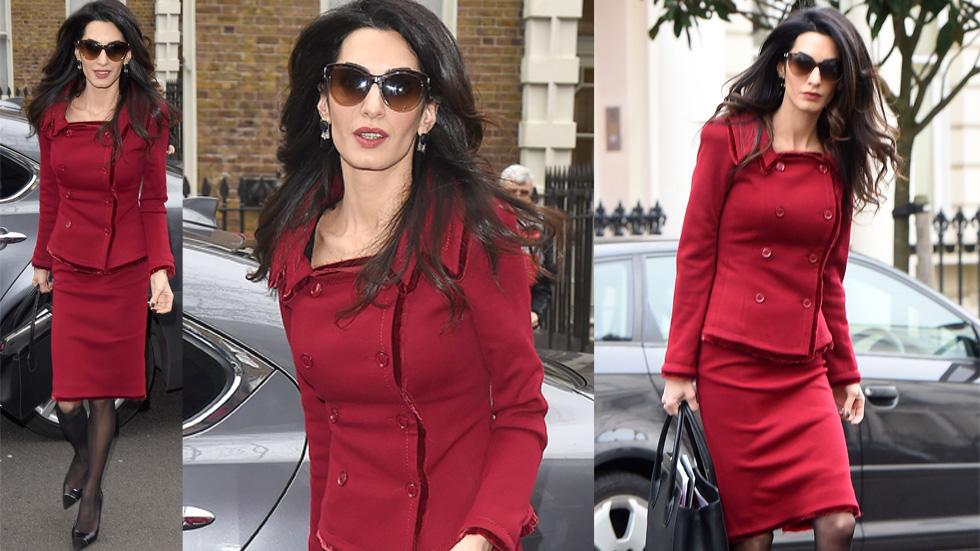 Amal Clooney Swaps Business Casual For A Little Red Dress