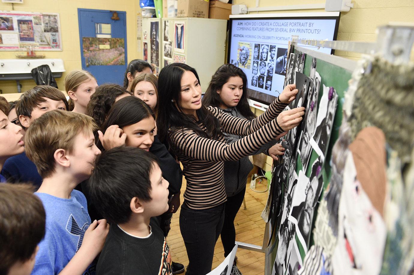 Lucy Liu helps LIFEWTR #BringArtBackToSchools During Visit to Public School