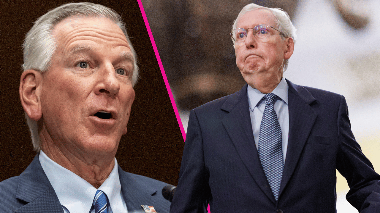 Composite photo of Republican Sen. Tommy Tuberville and Mitch McConnell