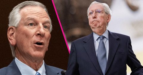 Composite photo of Republican Sen. Tommy Tuberville and Mitch McConnell