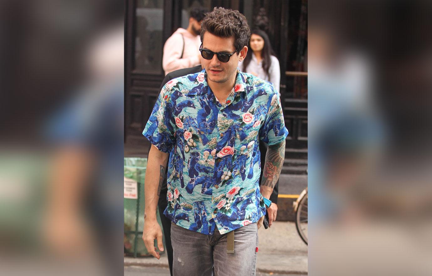 John mayer in blue hawaiian shirt