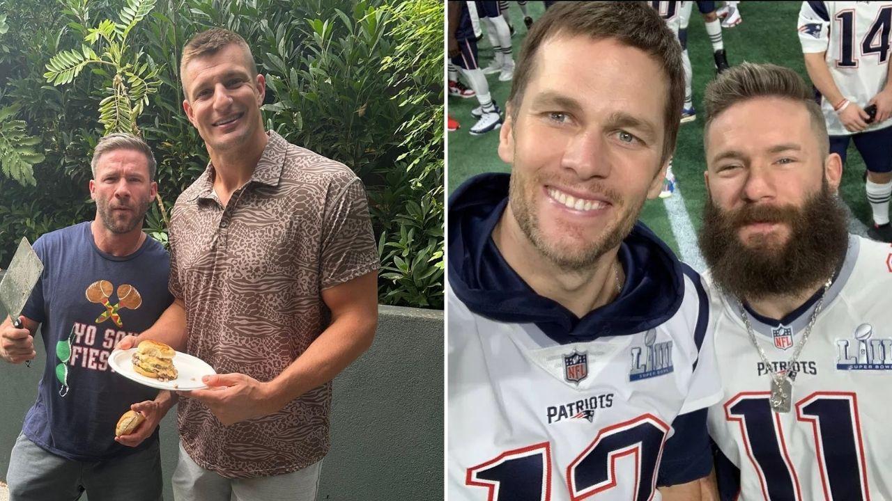 split of Rob Gronkowski, Tom Brady & Julian Edelman.