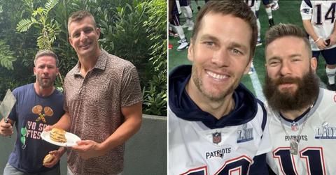 split of Rob Gronkowski, Tom Brady & Julian Edelman.