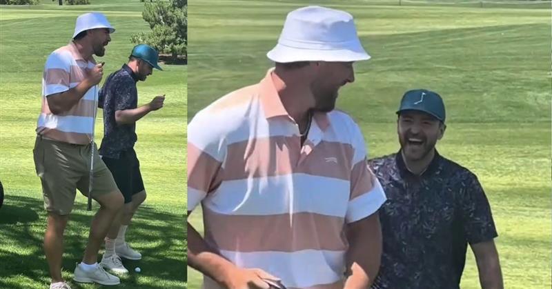 justin timberlake travis kelce sensual dance moves golf