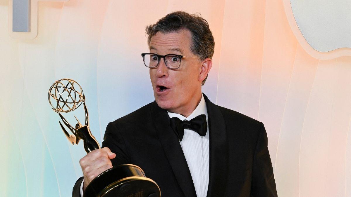 Image of Stephen Colbert hosted the duo for a Broadway milestone.