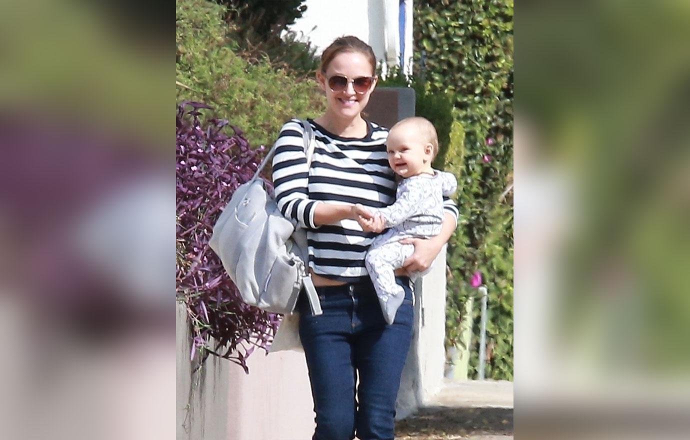 *EXCLUSIVE* Natalie Portman rocks her favorite striped shirt to a play date with her daughter