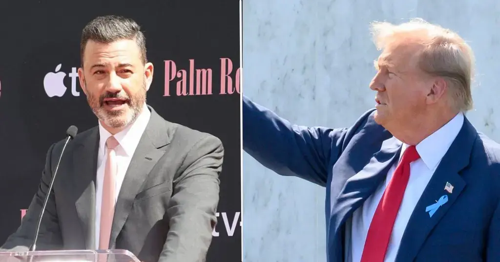 Composite photo of Jimmy Kimmel and Donald Trump