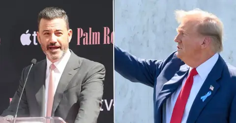 Composite photo of Jimmy Kimmel and Donald Trump