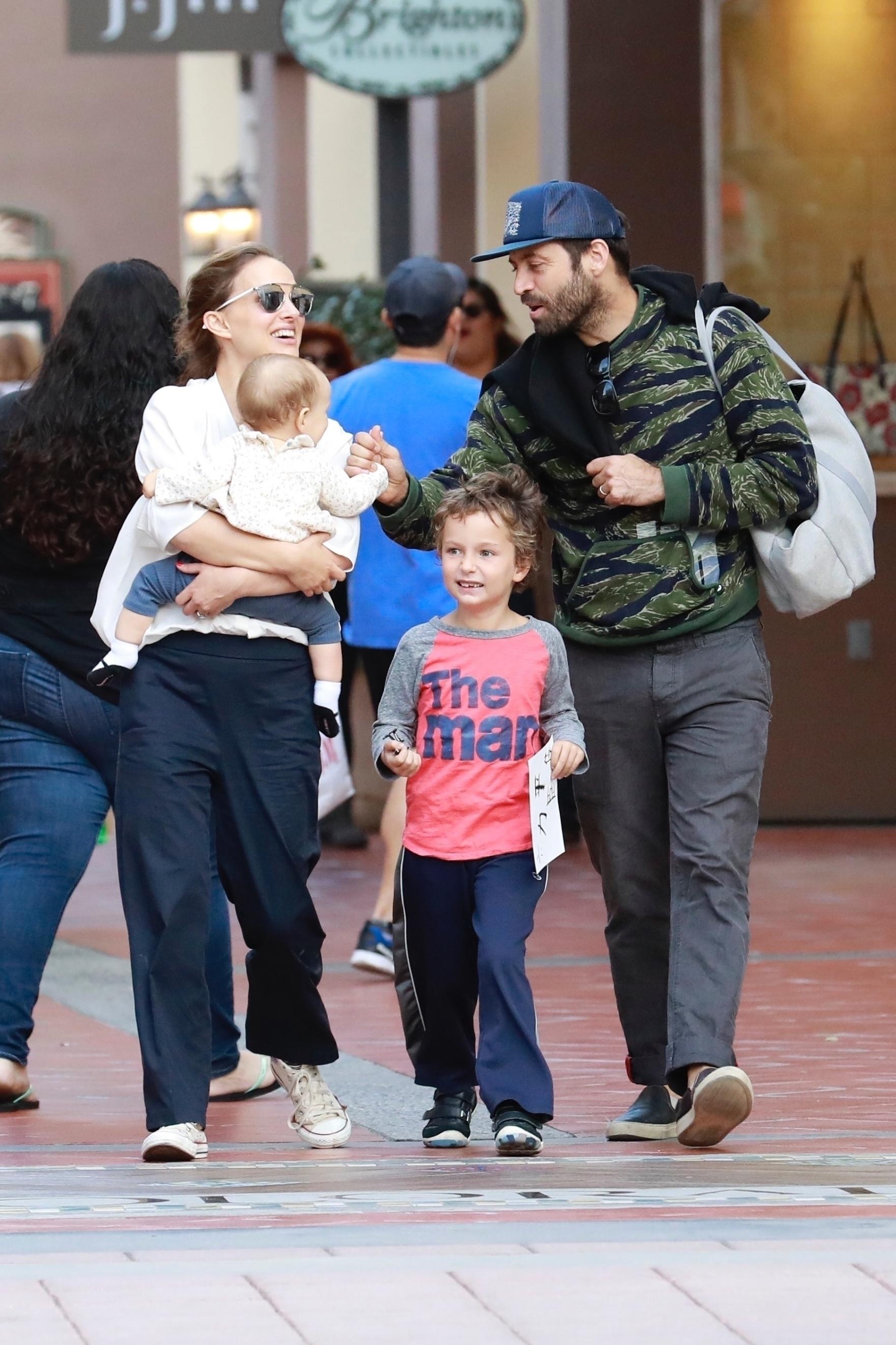 *EXCLUSIVE* Natalie Portman and Benjamin Millepied take their kids to the movies