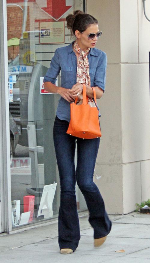 Katie Holmes Goes Denim for a Ladies-Only Lunch in Beverly Hills