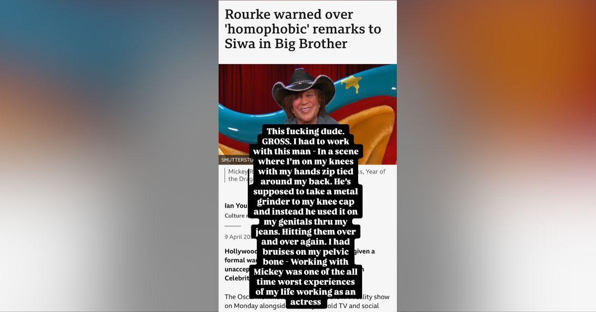 mickey rourke responds to bella thorne