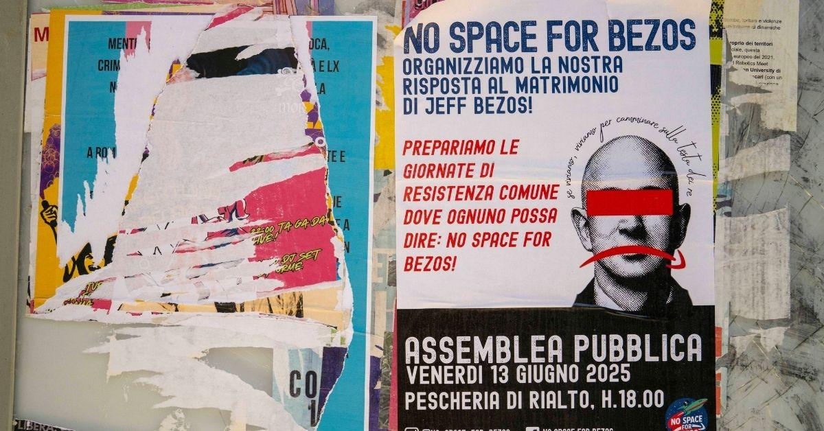 Photo of the 'No Space for Bezos' Poster