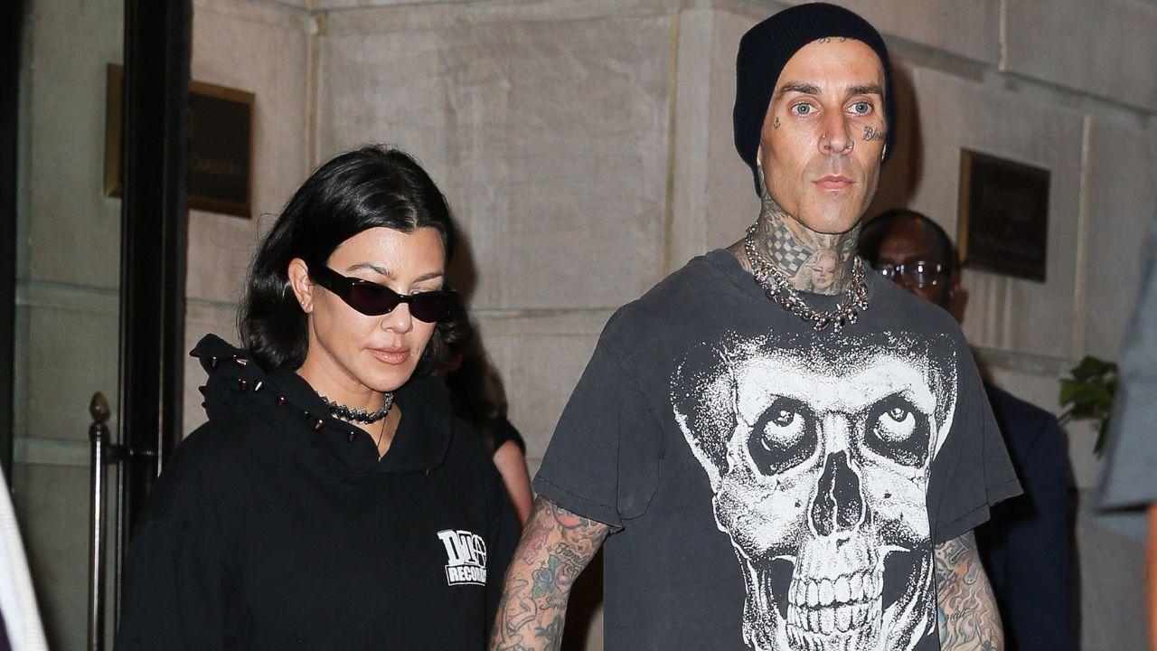 Image of Kourtney Kardashian and Travis Barker built a blended family of nine after welcoming son Rocky Thirteen in 2023.