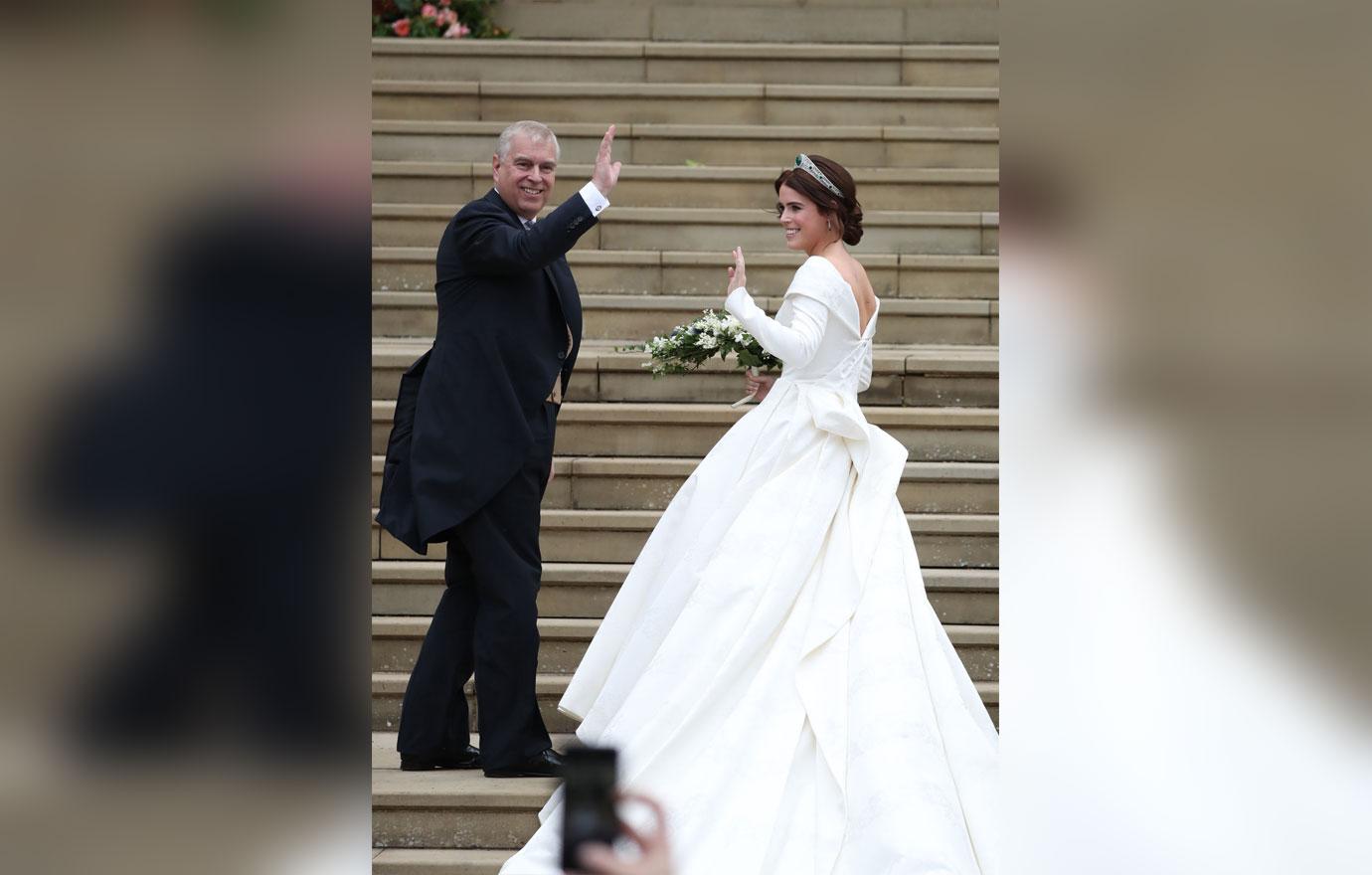 The Duke of York arrives with Princess Eugenie for her wedding to Jack Brooksbank at St George&#8217;s Chapel in Windsor Castle