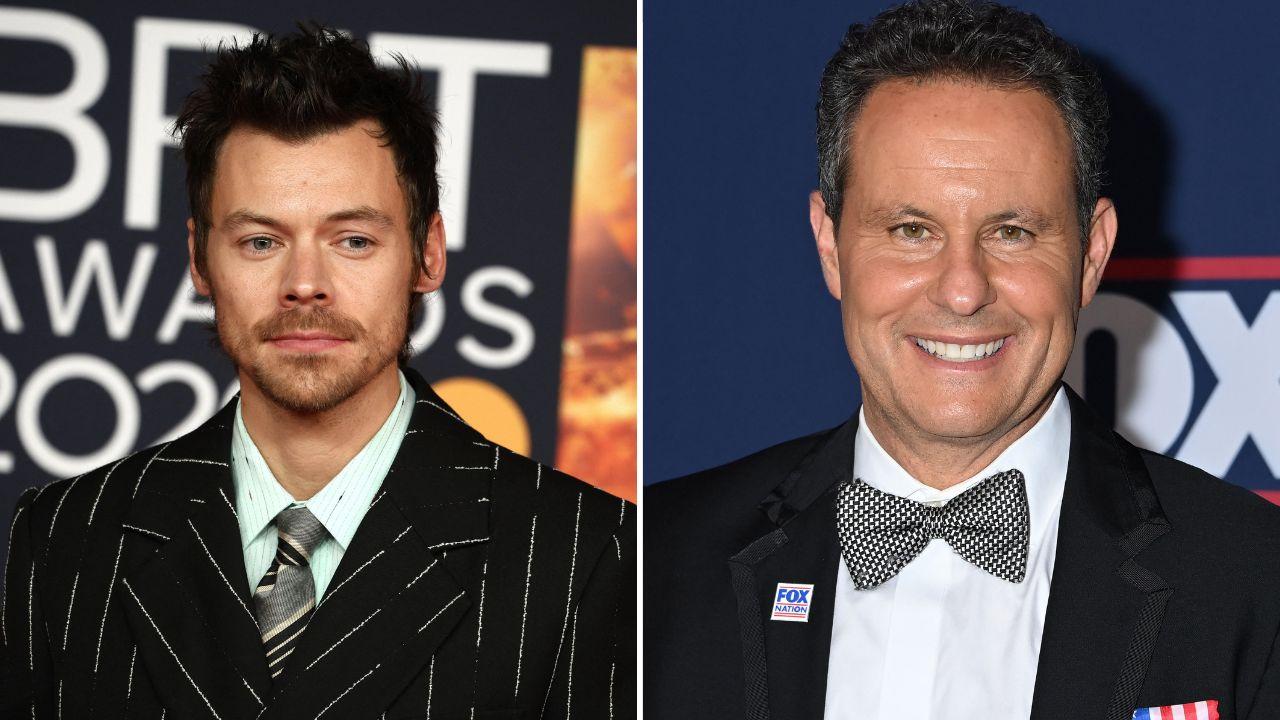 Split image of Harry Styles and Brian Kilmeade
