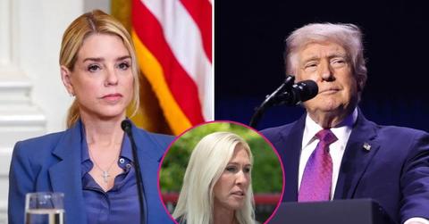 composite photo of donald trump, pam bondi and majorie taylor greene