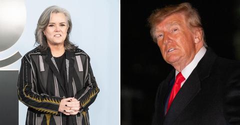 Split image of Rosie O'Donnell and Donald Trump