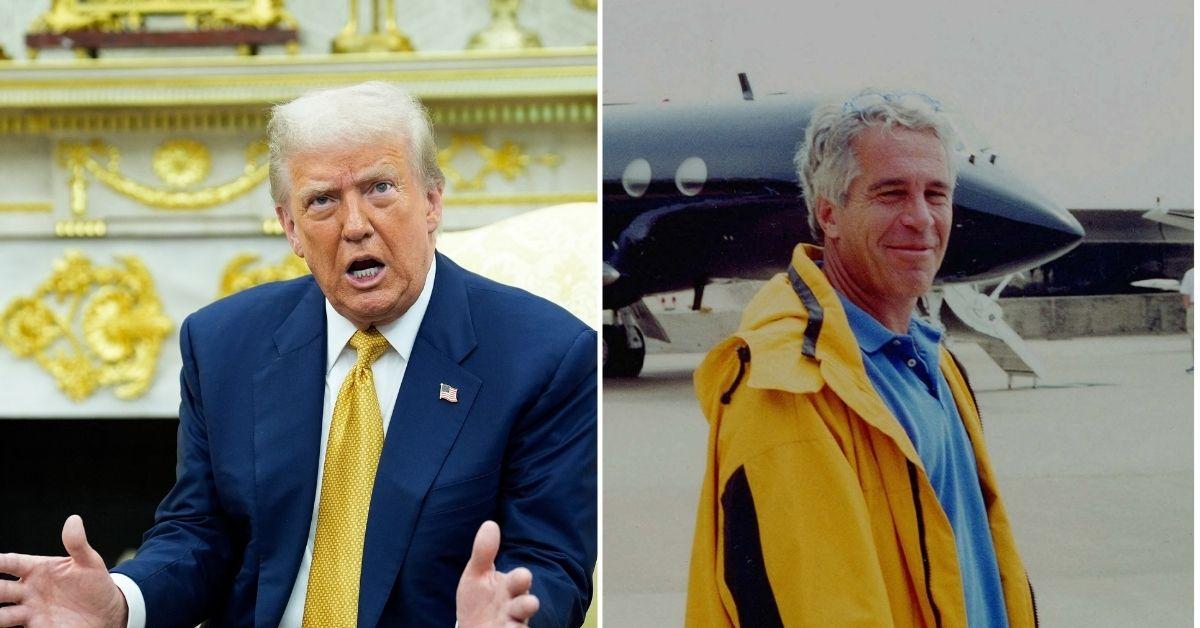 Photo of Donald Trump, Jeffrey Epstein. 