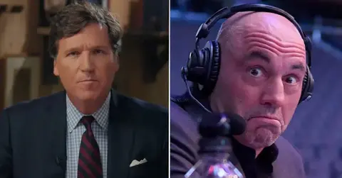 joe rogan defends his friend tucker carlson critics very odd bad guy