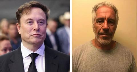split photo of Elon Musk and Jeffrey Epstein