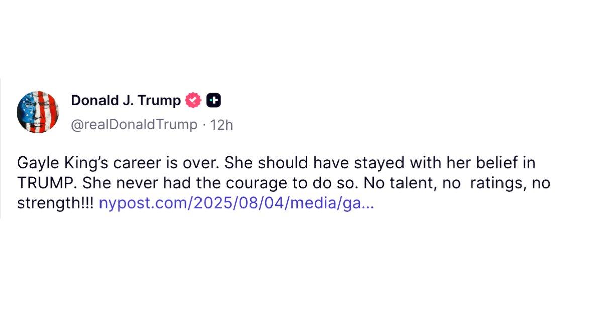 Image of the president said King 'should have stayed with her belief in Trump.'