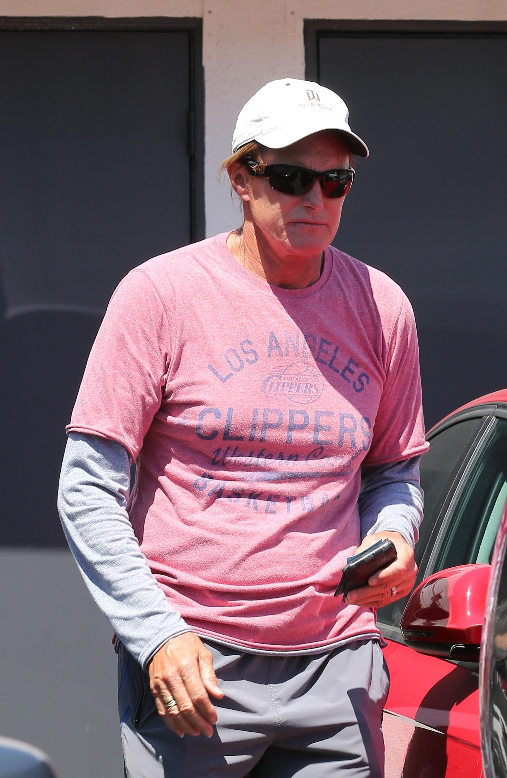 Bruce Jenner is leaving Meche hair salon in Beverly Hills, CA