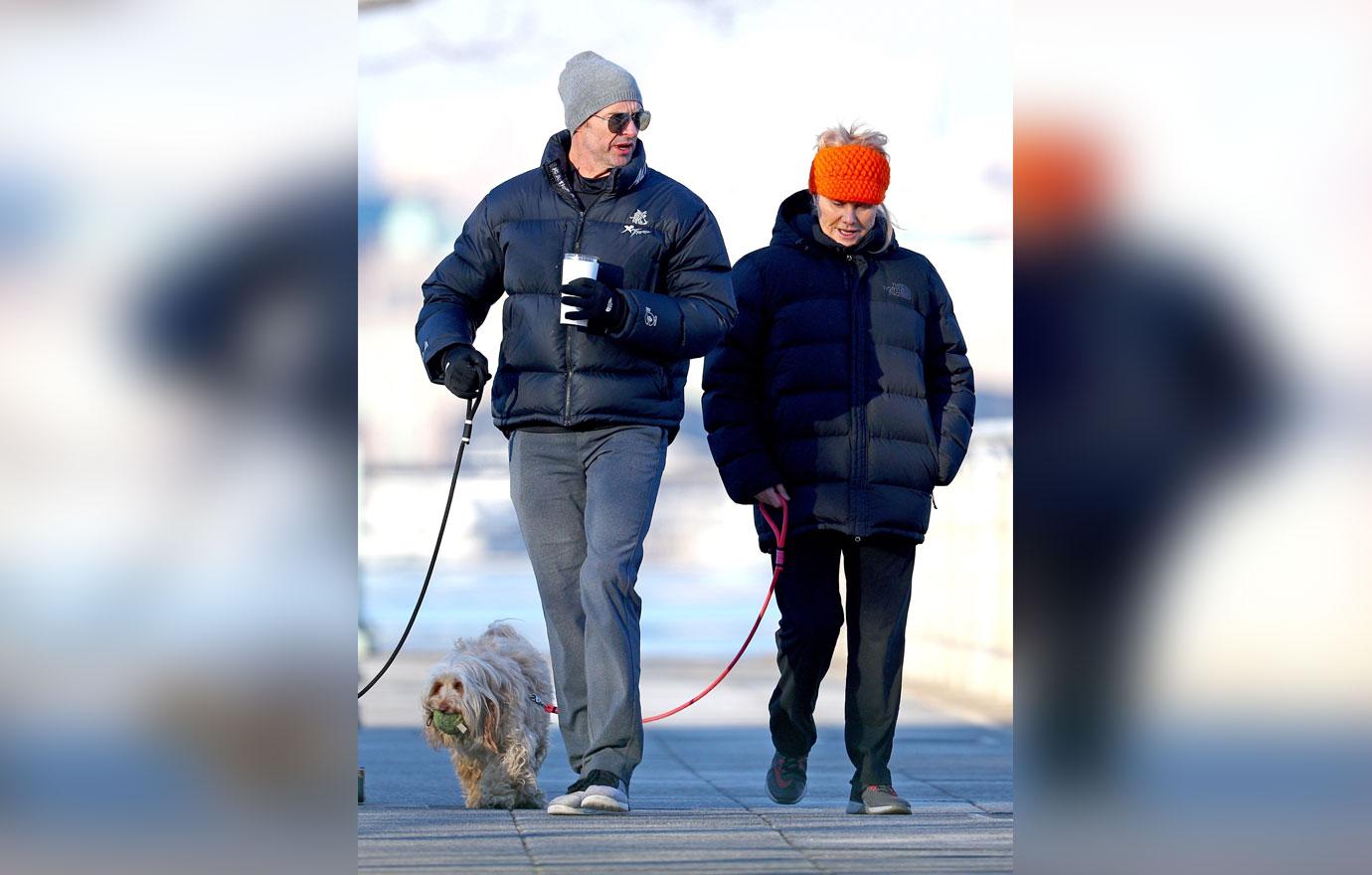 Hugh jackman dog walking wife