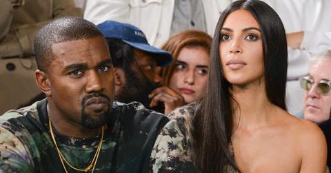 Kim Kardashian, Kanye West, Kourtney Kardashian, Kris Jenner attends the Off White show in Paris