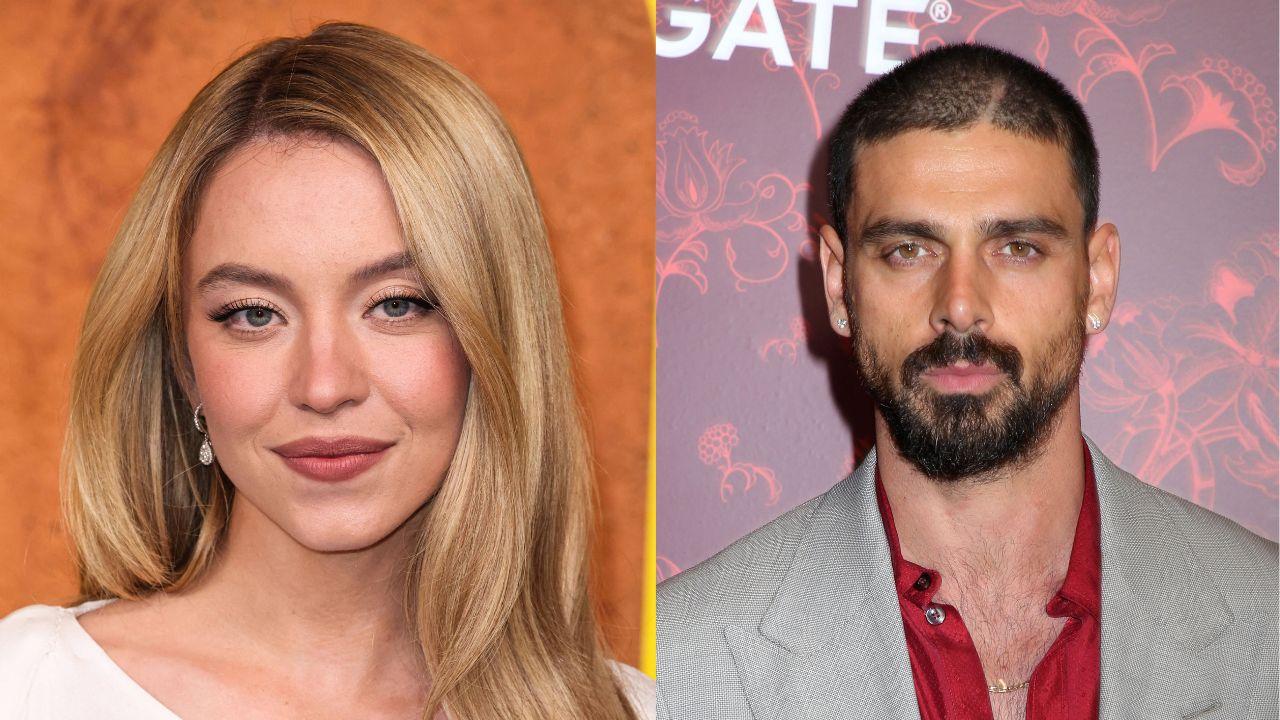 Split image of Sydney Sweeney and Michele Morrone.