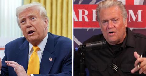 Composite photo of Donald trump and Steve Bannon