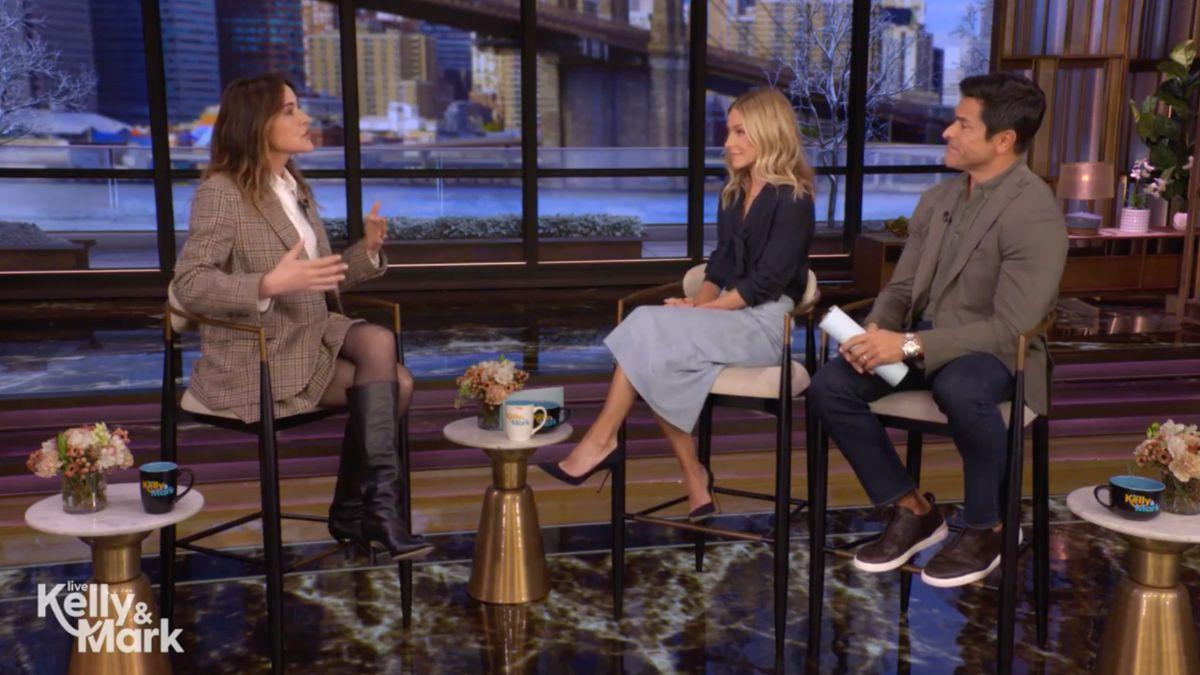 Image of Guest star Christa Miller comedically called out Mark Consuelos for liking morning s--.