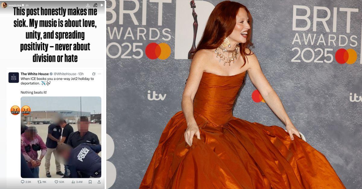 Composite photo of Jess Glynne's Instagram post and Jess Glynne