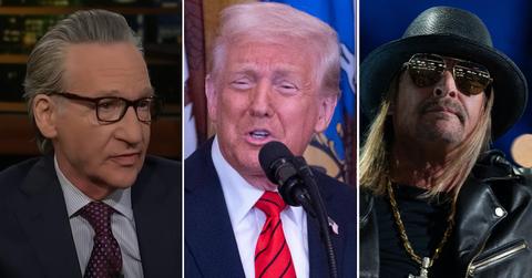 Composite photo of Bill Maher, Donald Trump and Kid Rock