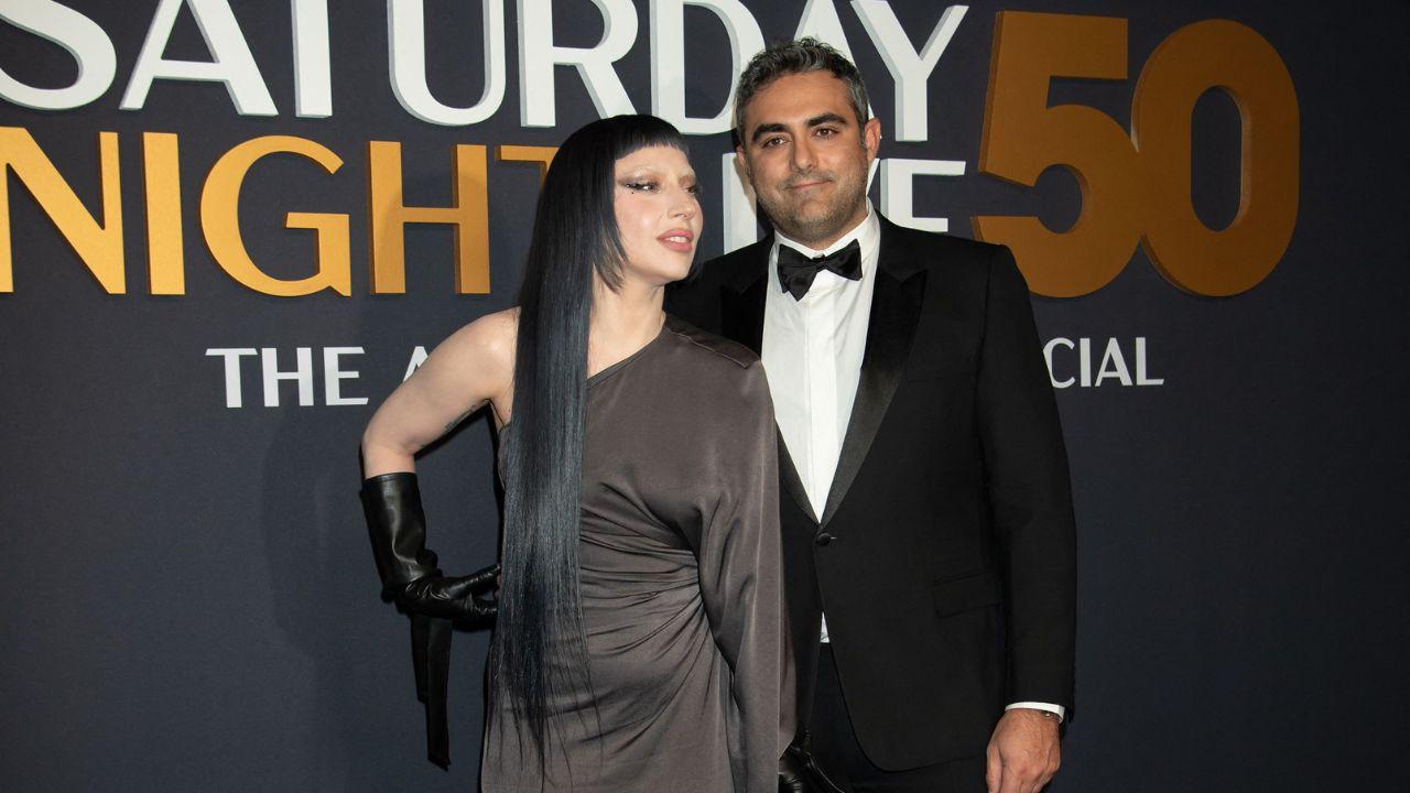 Image of Lady Gaga and Michael Polansky welcomed their first child and were seen with their newborn.