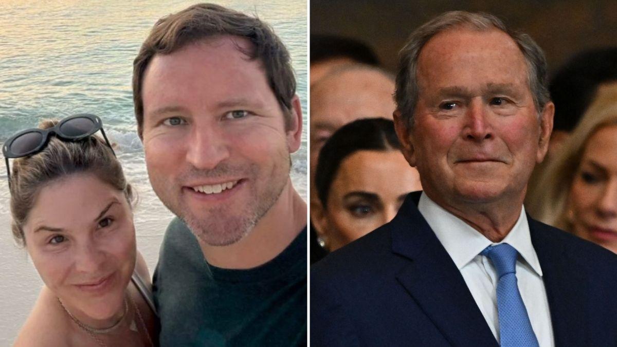 Photo of Jenna Bush Hager, Henry Hager and George W. Bush