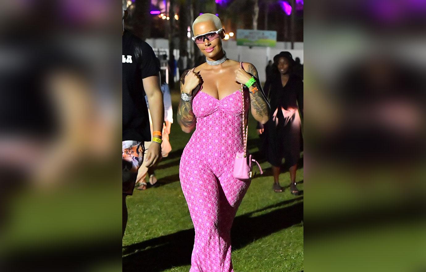 Amber rose in pink jumpsuit