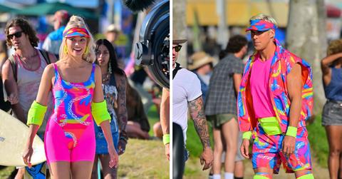 margot robbie and ryan gosling skate through a day of filming barbie in venice beach pp ok