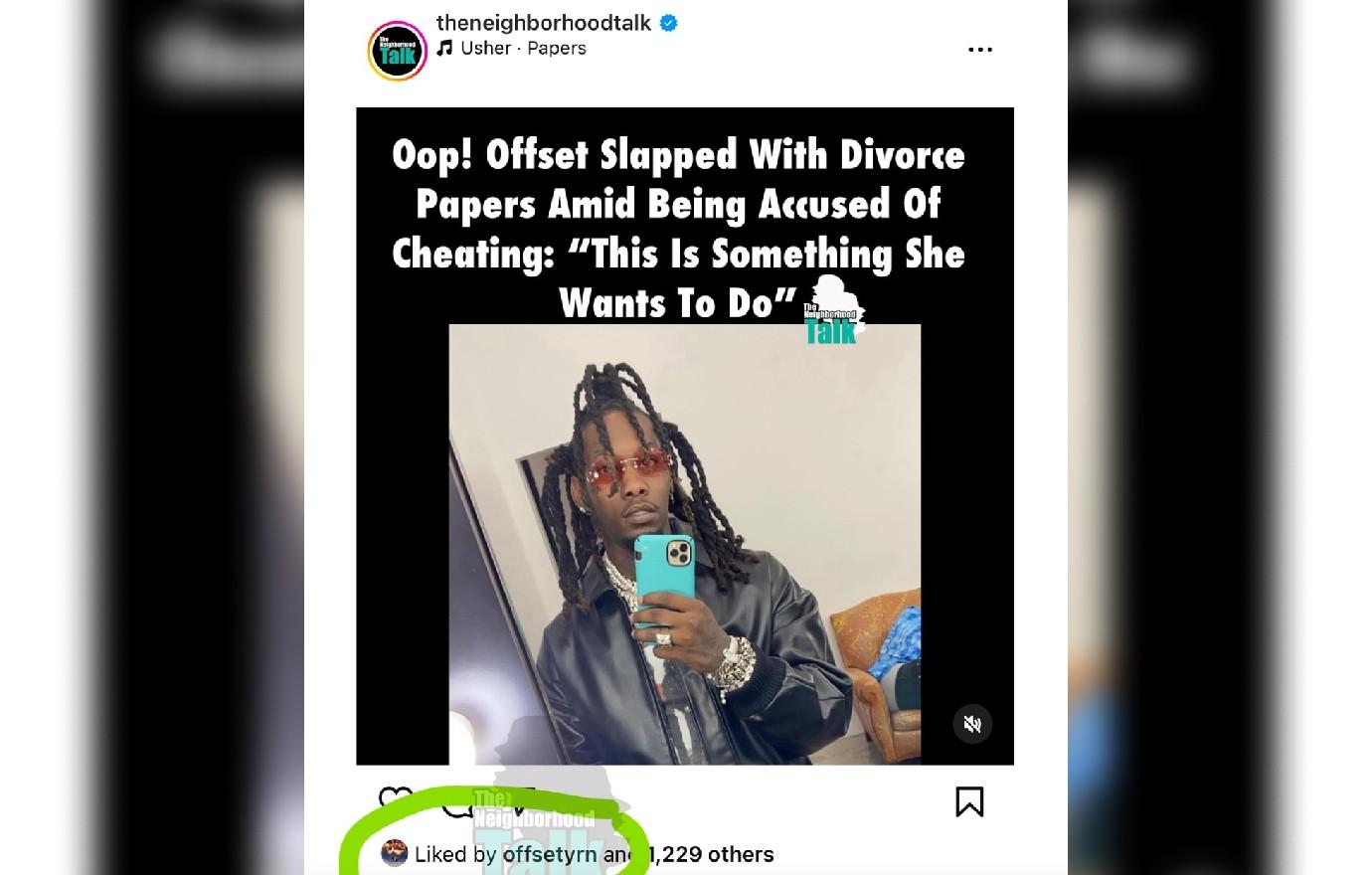 offset likes post cardi b slapping divorce filing cheating rumors