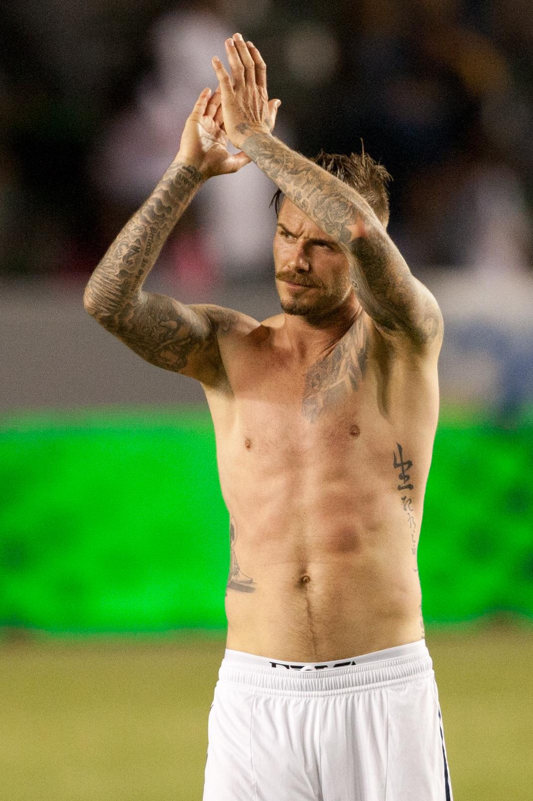 David Beckham shirtless