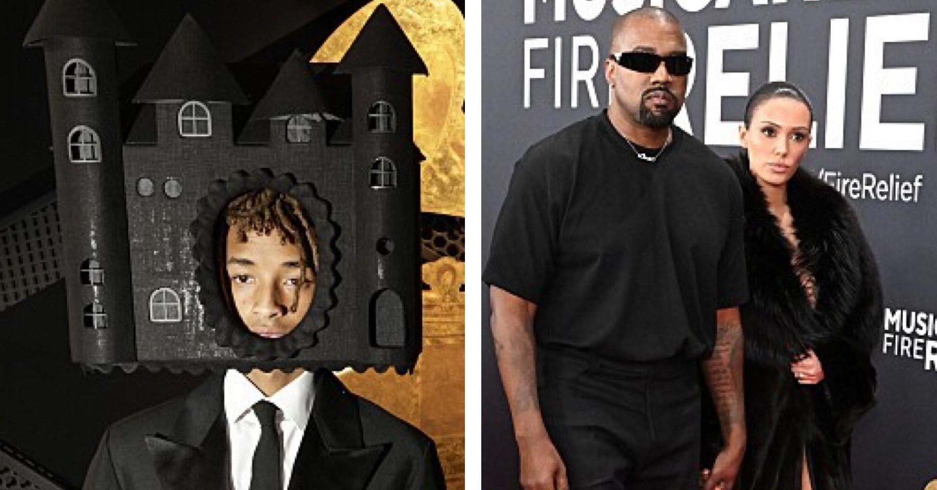 Composite photo of Jaden Smith, Kanye West and Bianca Censori at the 2025 Grammy's. 