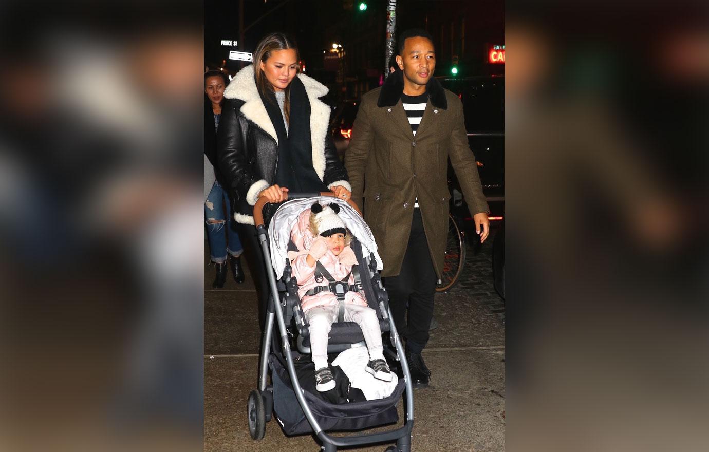 John Legend and Chrissy Teigen are spotted leaving dinner with their daughter Luna