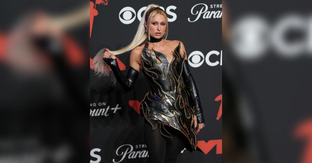 Image of Paris Hilton's statement style featured black flames.