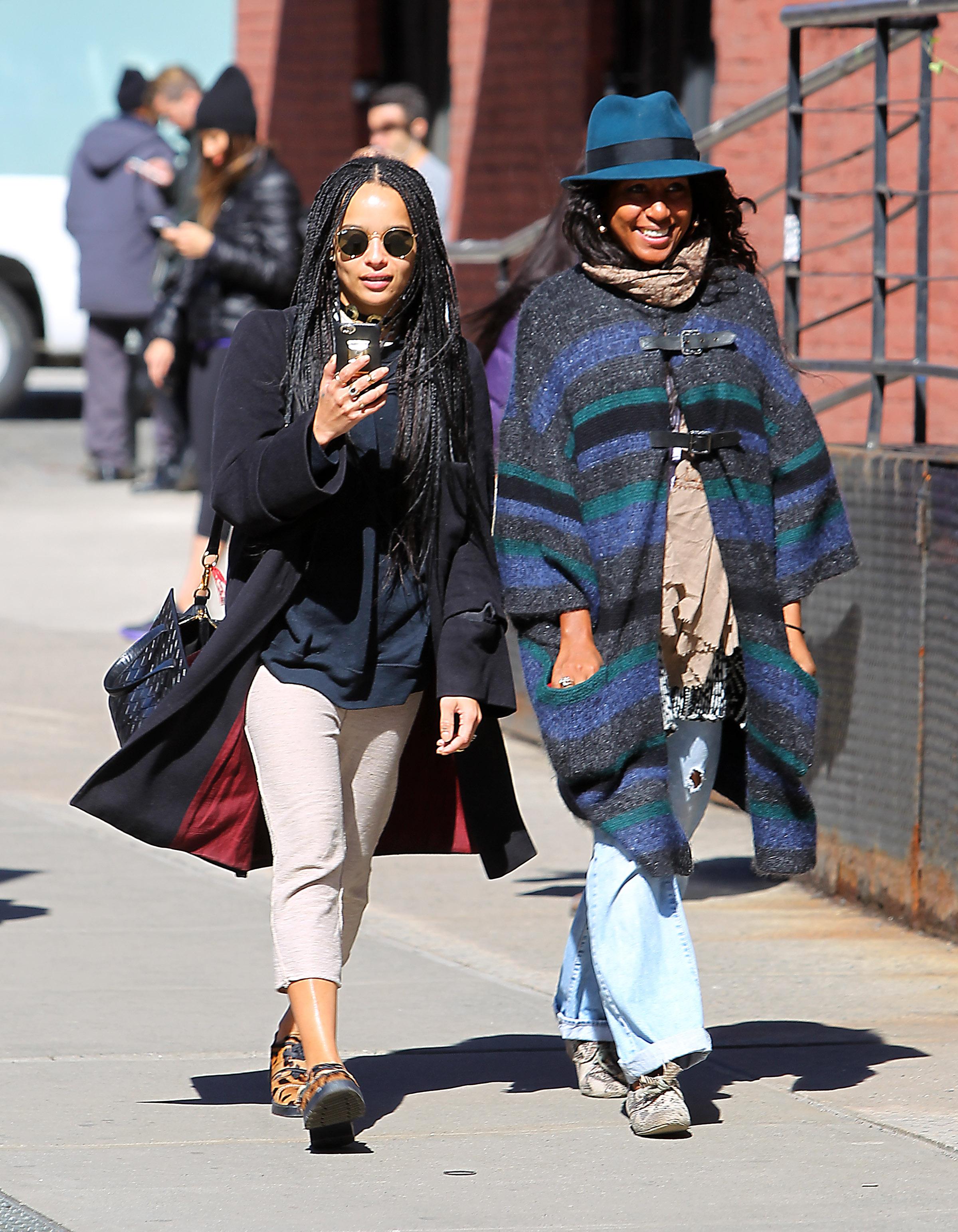 Zoe Kravitz and a friend spotted Facetiming while walking in NYC