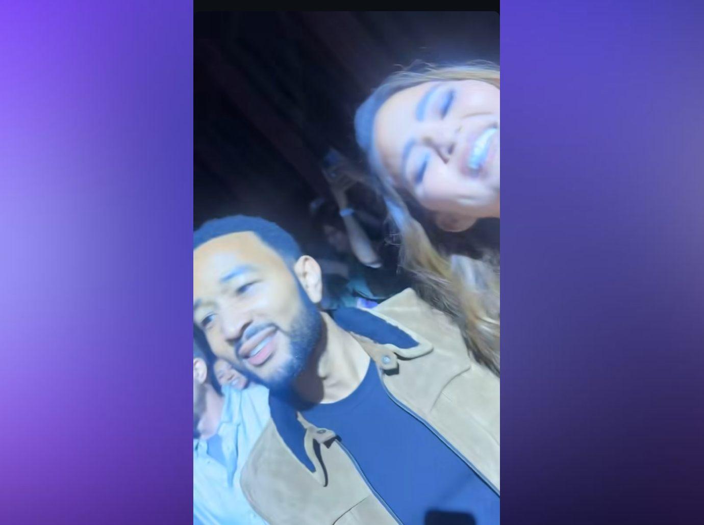 chrissy teigen freaks out nsync surprise performance justin timberlake concert watch