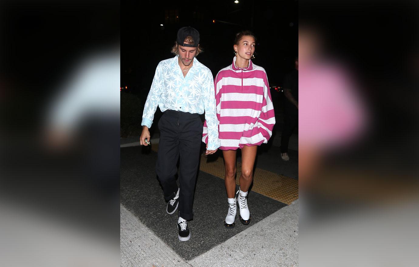 Justin Bieber and Hailey Baldwin walk hand in hand to Mastro&#8217;s Steakhouse for dinner